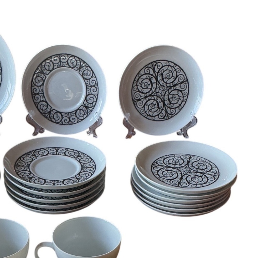 Noritake Esperanza 6924 Vintage China Set of 46  Modern Black & White (Japan)‎ - Picture 8 of 11
